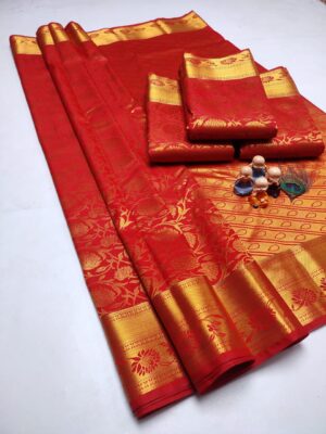 Luxury Red Kanchi Silk Saree