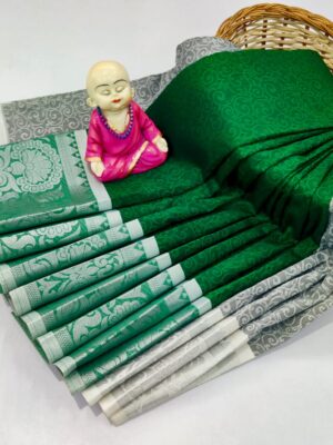 Leaf Green Semi Silk Saree