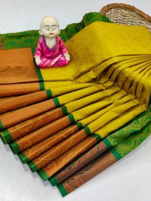 Traditional Yellow Semi Silk Saree