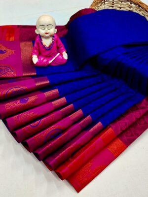 Royal Blue with Traditional Semi Silk Saree