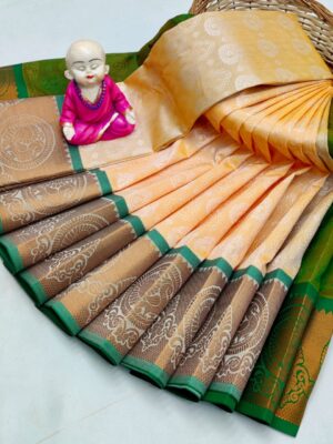 Golden Yellow with Traditional Semi Silk Saree