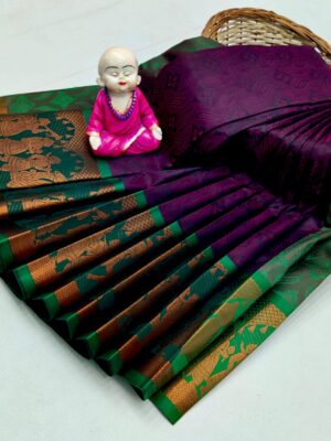 Deep Purple Pallaku Semi Silk Saree