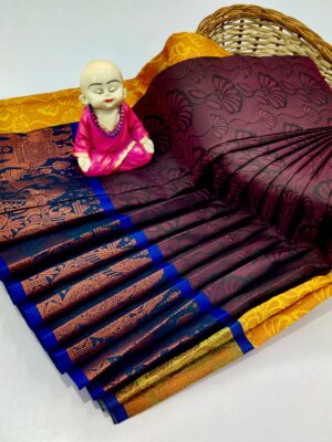 Coffe Brown Pallaku Semi Silk Saree