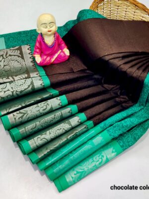 Traditional Brown Semi Silk Saree