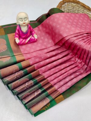 Luxury Pink Semi Silk Saree