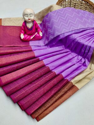 Luxury Lavender Semi Silk Saree
