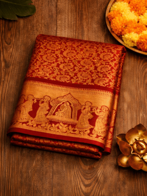 A Meroon Pure Kanchi Silk