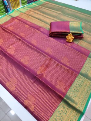 Wine With Green Border Vairaoosi Saree