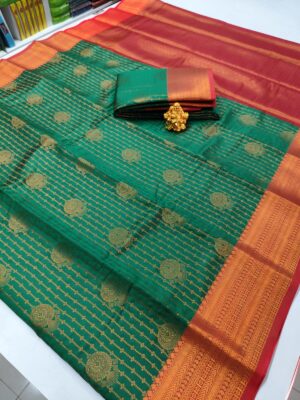 Bottle Green With Red Border Soft Vairaoosi Saree