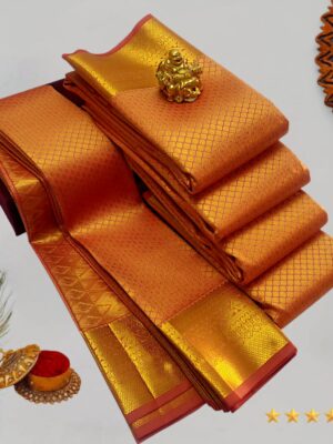 Orange Gold Kanchi Silk Saree