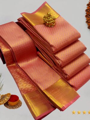 Peach Gold Kanchi Silk