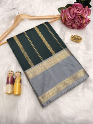 Katan Silk Saree -Leaf Green
