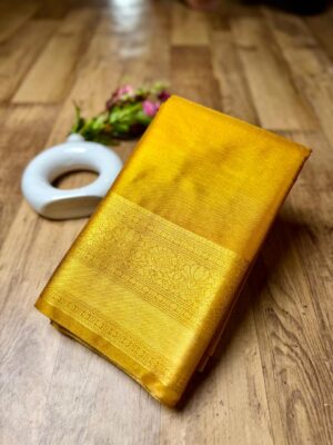 Golden Kanchipuram Silk Saree