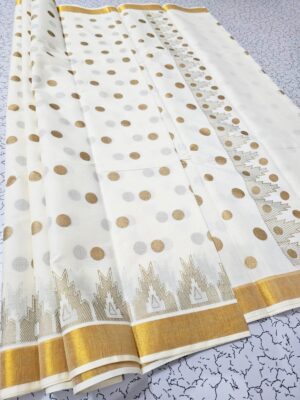 Premium Kerala Kasavu Cotton Printed Saree