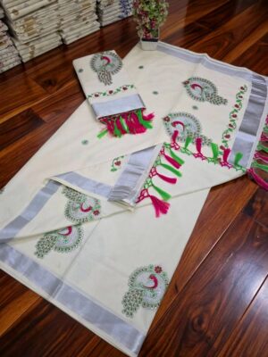 Handloom Kerala Pure Cotton Kasavu Saree