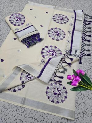 Handloom Kerala Pure Cotton Kasavu Saree