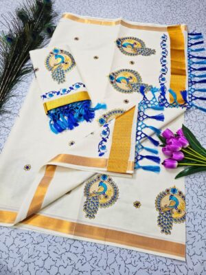 Handloom Kerala Pure Cotton Kasavu Saree