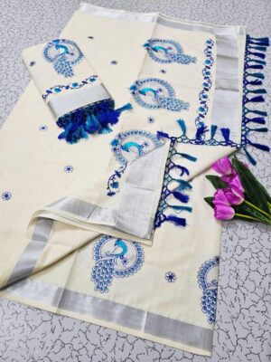 Handloom Kerala Pure Cotton Kasavu Saree