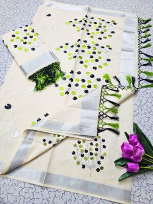 Handloom Kerala Pure Cotton Kasavu Saree
