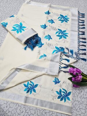 Handloom Kerala Pure Cotton Kasavu Saree