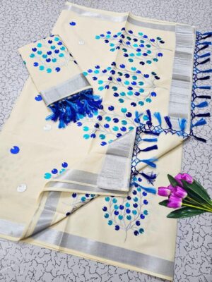 Handloom Kerala Pure Cotton Kasavu Saree