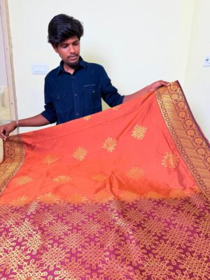 Bridal Kolam Design in Soft Silk Saree