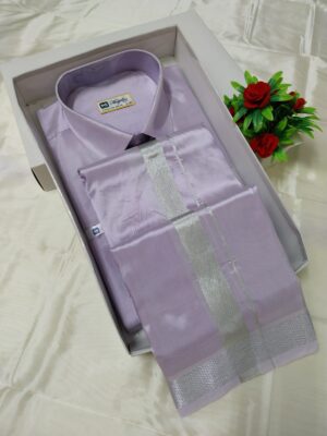 Aishwaryam Mens Lavender shirt and Dhotis