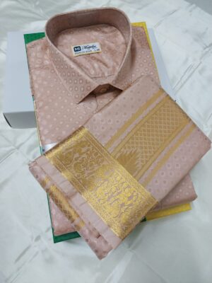 Kanji Silk Dhoti & Shirt -Gold Zari work Border