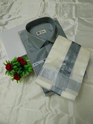 Aishwaryam Grey Mens shirt and Dhotis