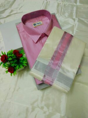 Aishwaryam Pink Shade Mens shirt and Dhotis