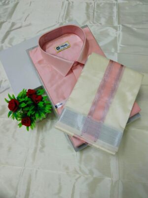 Aishwaryam Pink Shade Mens shirt and Dhotis