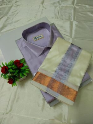 Aishwaryam Mens Lavender shirt and Dhotis