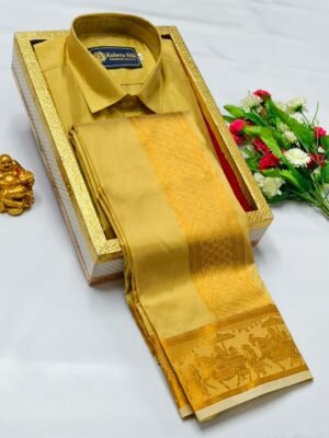 Silk Gold Marriage Pallakku Border Dhoti