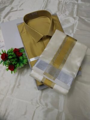 Aishwaryam Gold zari Mens shirt and Dhotis