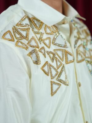 Premium Aari Work Shirt With Silk Dhoti Set