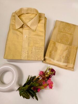 Tissue Silk Blend Lion Dhoti and Shirt