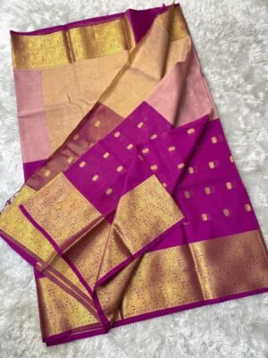 Pink Half n Half shaded  Rani Pink Banarasi Kanjivaram Silk Saree